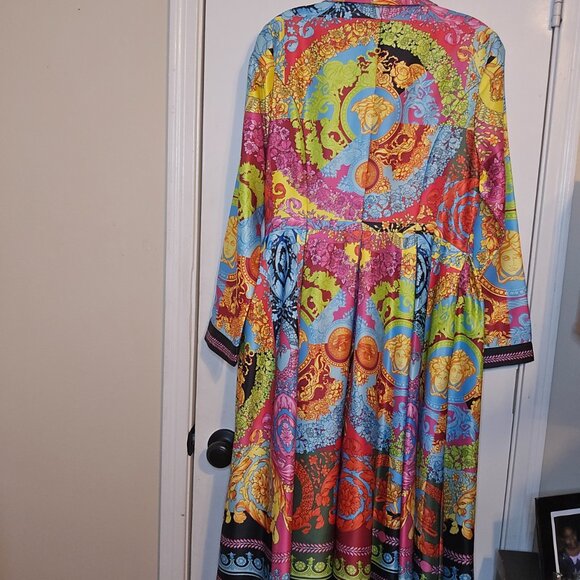 Versace-Inspired Baroque Print Sateen Shirt Dress – Small Fit - Picture 2 of 4